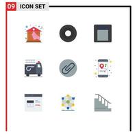 Universal Icon Symbols Group of 9 Modern Flat Colors of clip attach light accident clipart Editable Vector Design Elements