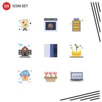 Group of 9 Flat Colors Signs and Symbols for layout room site building environment Editable Vector Design Elements