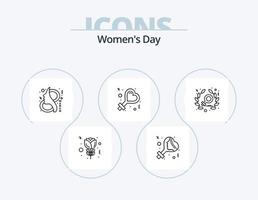 Womens Day Line Icon Pack 5 Icon Design. . heart. symbol. ring. eight vector
