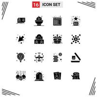 Modern Set of 16 Solid Glyphs Pictograph of down star internet like favorite Editable Vector Design Elements