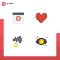 Mobile Interface Flat Icon Set of 4 Pictograms of communication gift upload love attribute Editable Vector Design Elements