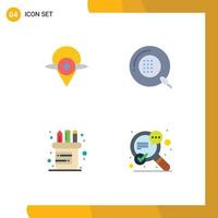 Group of 4 Modern Flat Icons Set for map office location form supplies Editable Vector Design Elements