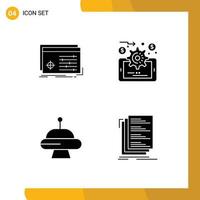 Set of 4 Modern UI Icons Symbols Signs for file space settings data management code Editable Vector Design Elements