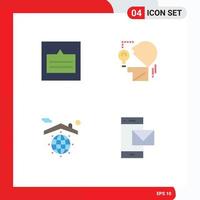 Modern Set of 4 Flat Icons and symbols such as grid earth popup mind home Editable Vector Design Elements