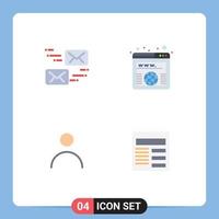 4 Creative Icons Modern Signs and Symbols of email personalization message url user Editable Vector Design Elements