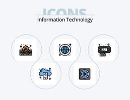 Information Technology Line Filled Icon Pack 5 Icon Design. . power. data. computing. internet vector