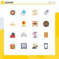 Pack of 16 Modern Flat Colors Signs and Symbols for Web Print Media such as furniture process currency management business Editable Pack of Creative Vector Design Elements