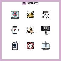 9 Creative Icons Modern Signs and Symbols of science chemist thanks video player app multimedia Editable Vector Design Elements