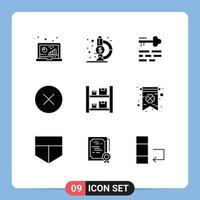 9 iconos creativos signos y símbolos modernos de cajas multimedia clave reproductor multimedia error elementos de diseño vectorial editables vector