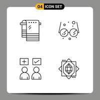 Set of 4 Modern UI Icons Symbols Signs for bath online wiping education correct Editable Vector Design Elements