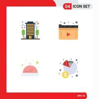 Set of 4 Modern UI Icons Symbols Signs for building toddler media play finance Editable Vector Design Elements