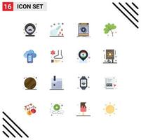 Modern Set of 16 Flat Colors Pictograph of flower anemone hospital prototyping process Editable Pack of Creative Vector Design Elements