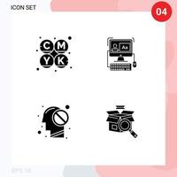 4 User Interface Solid Glyph Pack of modern Signs and Symbols of cmyk closed computer editing box Editable Vector Design Elements