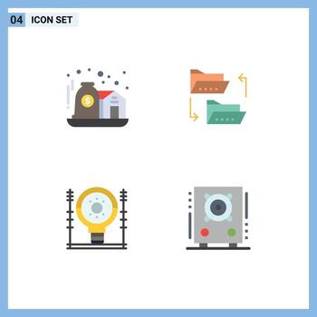 Modern Set of 4 Flat Icons Pictograph of asset define care file engineering Editable Vector Design Elements