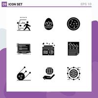 9 User Interface Solid Glyph Pack of modern Signs and Symbols of radio monoblock holidays computer code Editable Vector Design Elements