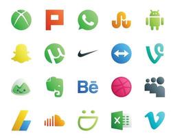 20 Social Media Icon Pack Including soundcloud adsense teamviewer myspace behance vector