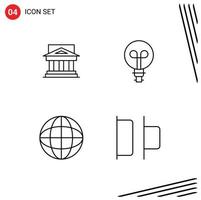 Editable Vector Line Pack of 4 Simple Filledline Flat Colors of bank light court house map Editable Vector Design Elements