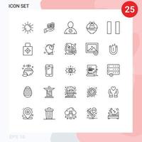 Set of 25 Modern UI Icons Symbols Signs for cart user economy complete save Editable Vector Design Elements