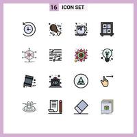 Universal Icon Symbols Group of 16 Modern Flat Color Filled Lines of resources info tea help window Editable Creative Vector Design Elements