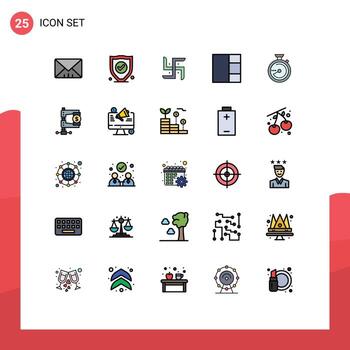 Mobile Interface Filled line Flat Color Set of 25 Pictograms of finance location pray navigation browse Editable Vector Design Elements