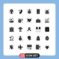 Modern Set of 25 Solid Glyphs and symbols such as telephone phone head mobile tube Editable Vector Design Elements