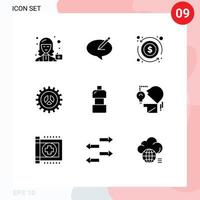 Modern Set of 9 Solid Glyphs Pictograph of web design seo pen options exchange Editable Vector Design Elements
