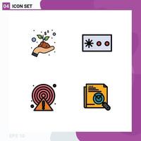 Set of 4 Modern UI Icons Symbols Signs for growth point password alert search Editable Vector Design Elements