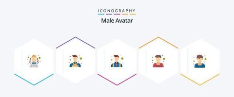 avatar masculino 25 paquete de iconos planos que incluye deportista. ejercitador empresario. atleta. hombre vector