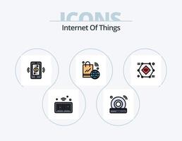 internet de las cosas paquete de iconos llenos de línea 5 diseño de iconos. Internet de las Cosas. comunicaciones cosas. reloj. máquina vector