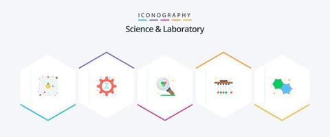 Science 25 Flat icon pack including chemistry. science. tube. physics. search vector