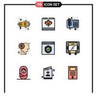 Filledline Flat Color Pack of 9 Universal Symbols of page check communication browser maze Editable Vector Design Elements