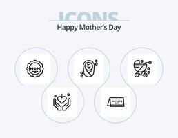 Happy Mothers Day Line Icon Pack 5 Icon Design. . mom. date. love. gift vector
