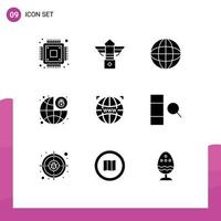 Stock Vector Icon Pack of 9 Line Signs and Symbols for web design web shipping world padlock Editable Vector Design Elements