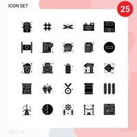 Pack of 25 Modern Solid Glyphs Signs and Symbols for Web Print Media such as vintage camera photography dragon camera spring Editable Vector Design Elements
