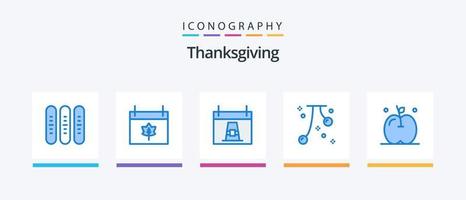 Thanks Giving Blue 5 Icon Pack Including fall. cherry. thanksgiving. cherries. holiday. Creative Icons Design vector