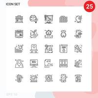 Group of 25 Lines Signs and Symbols for bricks wall mind sequencer daw Editable Vector Design Elements