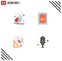 Pack of 4 Modern Flat Icons Signs and Symbols for Web Print Media such as capsule mathematics mobile support signal Editable Vector Design Elements