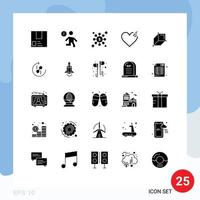 User Interface Pack of 25 Basic Solid Glyphs of box broken office heart share Editable Vector Design Elements