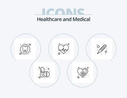 paquete de iconos de línea médica 5 diseño de iconos. . tabletas servicio de seguros pastillas lista vector