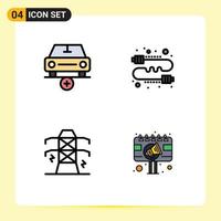 Set of 4 Modern UI Icons Symbols Signs for add marketing plus communication line Editable Vector Design Elements