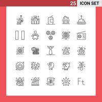 Set of 25 Modern UI Icons Symbols Signs for washroom love insurance food drink Editable Vector Design Elements