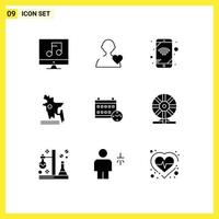 Set of 9 Modern UI Icons Symbols Signs for biochemistry date network day bangladesh Editable Vector Design Elements