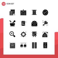 16 Creative Icons Modern Signs and Symbols of tick ok id logistic scroll Editable Vector Design Elements