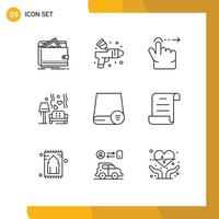 Set of 9 Modern UI Icons Symbols Signs for computers heart arts love lump Editable Vector Design Elements