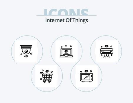 internet de las cosas icono de línea pack 5 diseño de iconos. Wifi. nube. seguro. Wifi. iot vector