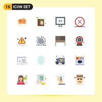 16 Flat Color concept for Websites Mobile and Apps caution remove aspect ratio delete close Editable Pack of Creative Vector Design Elements