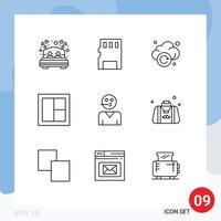 9 Thematic Vector Outlines and Editable Symbols of avatar window cloud interior frame Editable Vector Design Elements