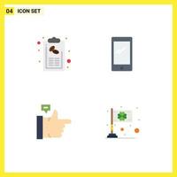 Pack of 4 creative Flat Icons of bill iphone list smart phone like Editable Vector Design Elements