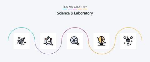 línea de ciencia llena de paquete de iconos planos 5 que incluye. ciencia. molécula. molécula. ciencia vector