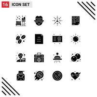 Group of 16 Modern Solid Glyphs Set for minus document candidate cons selection Editable Vector Design Elements